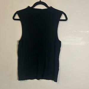 Moth Linen Blend Sleeveless Mock Neck Blouse